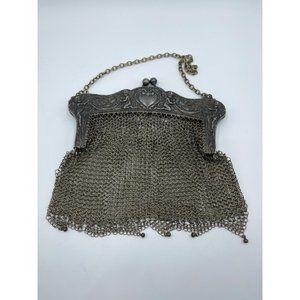 Antique German Silver Chain Mail Evening Bag w/ Ch